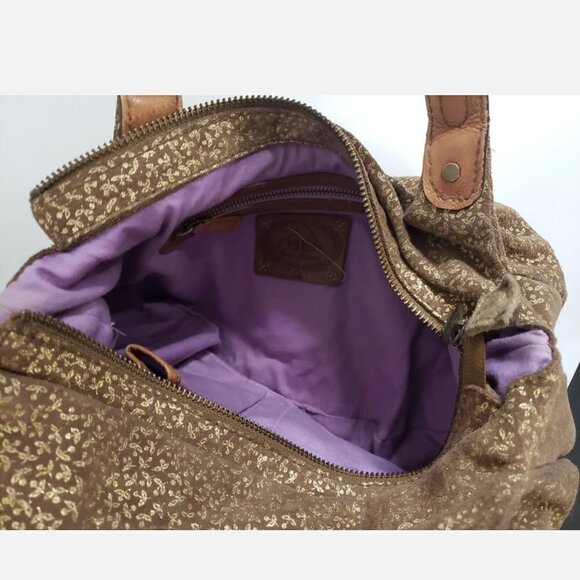 Gap Y2K Hobo Bag Brown Floral Boho Cottagecore Leather Fairy - Picture 8 of 12